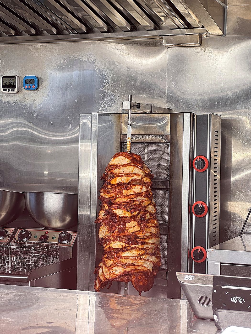 Rotating Charcoal Rotisserie Shawarma Spit